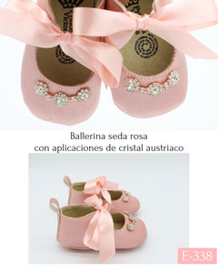 Balerina con listón de seda Rosa y cristal austriaco- 338