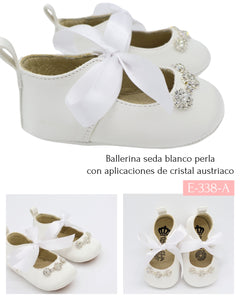 Balerina con listón de seda blanco con cristal austriaco-338