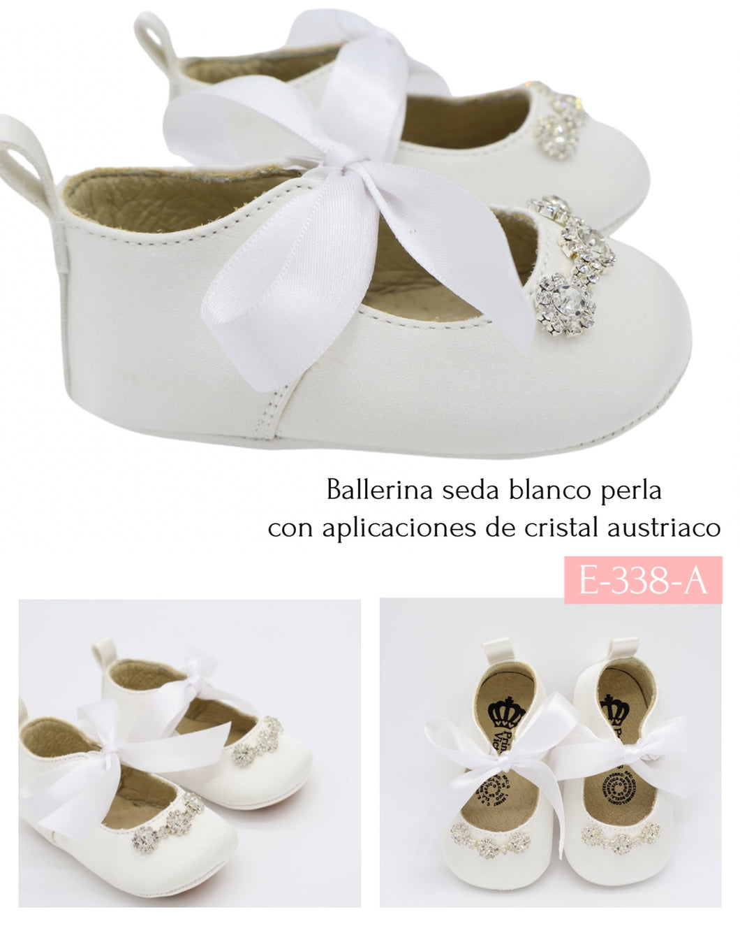 Balerina con listón de seda blanco con cristal austriaco-338